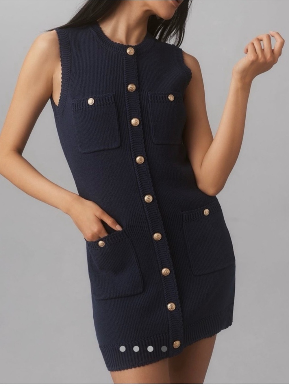 Reformation Women's Navy Catalina Cotton Sleeveless Mini Dress - Size Medium